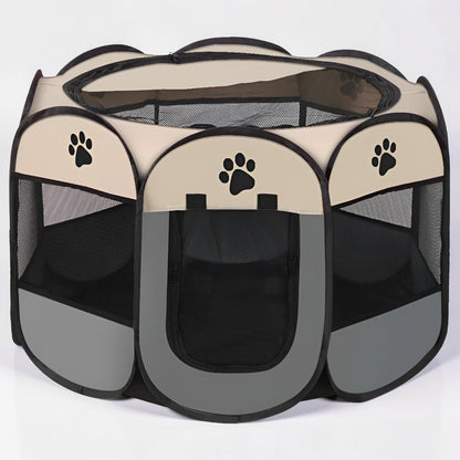 Foldable Mesh Cat Playpen Portable Pet Tent With Zip Door