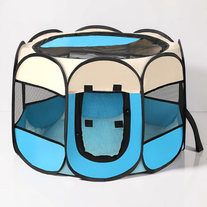 Foldable Mesh Cat Playpen Portable Pet Tent With Zip Door