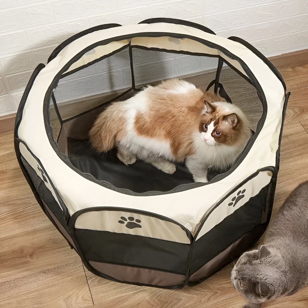 Foldable Mesh Cat Playpen Portable Pet Tent With Zip Door