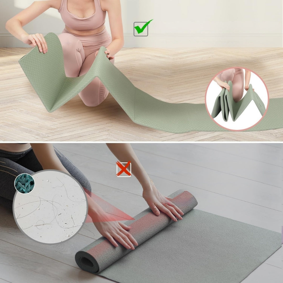 Foldable Non Slip Yoga Mat Compact Portable Exercise Mat for Yoga Pilates Workout Training