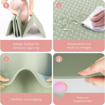 Foldable Non Slip Yoga Mat Compact Portable Exercise Mat for Yoga Pilates Workout Training