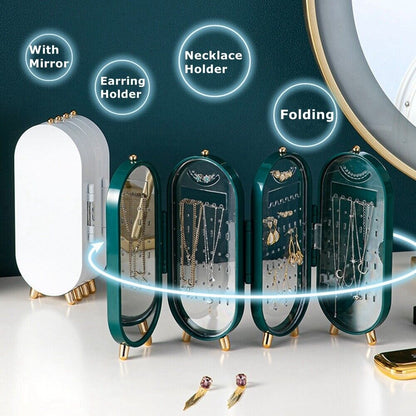 Foldable Oval Jewelry Organizer Travel Storage Case
