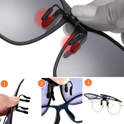 Foldable Polarized Clip On Sunglasses with UV Protection for Eyeglasses