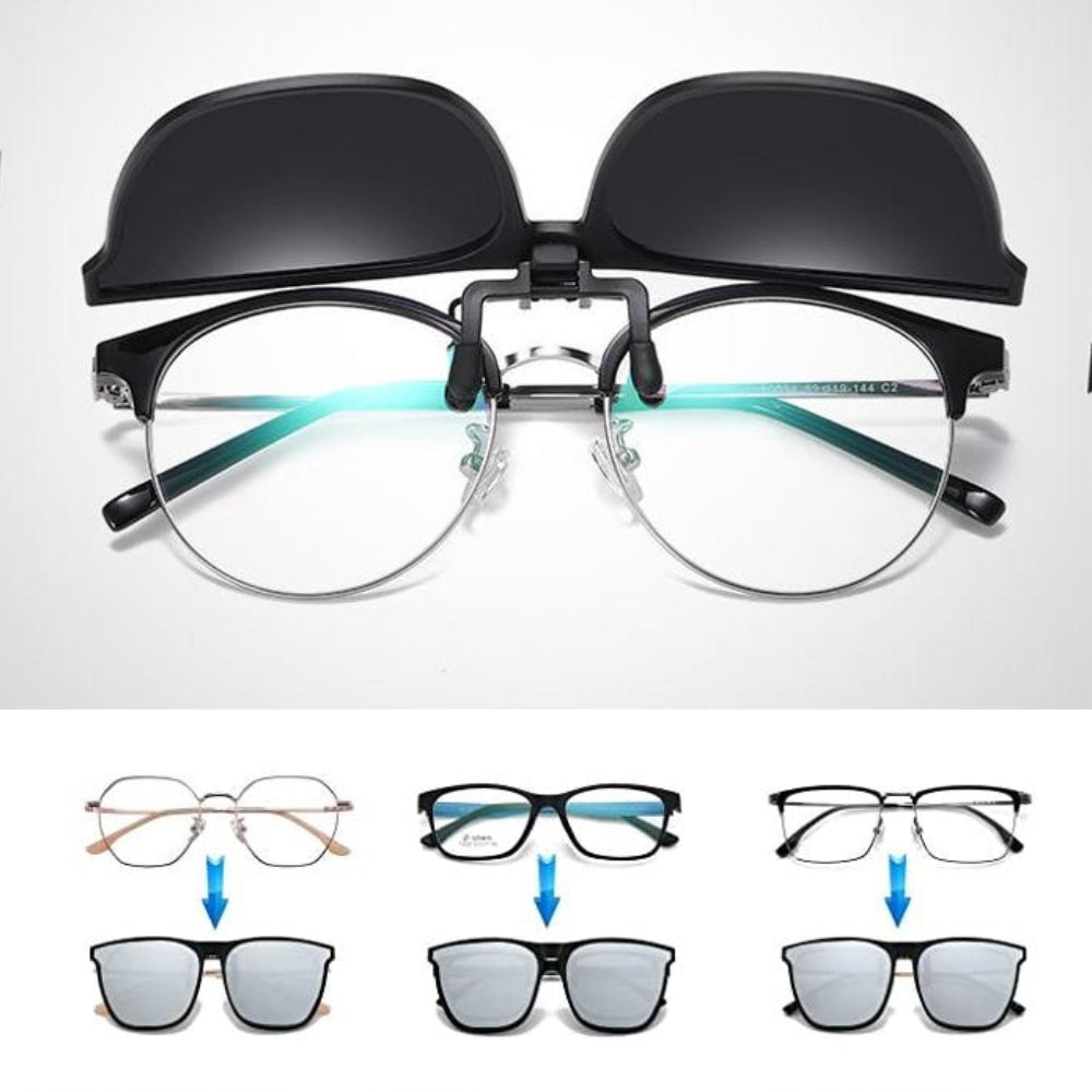 Foldable Polarized Clip On Sunglasses with UV Protection for Eyeglasses