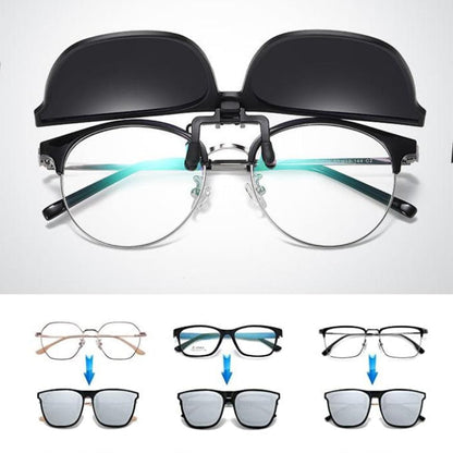 Foldable Polarized Clip On Sunglasses with UV Protection for Eyeglasses