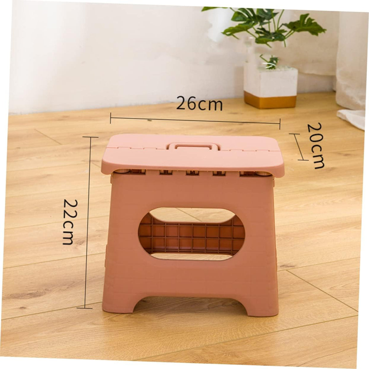 Foldable Step Stool Compact Plastic Carry Handle Home Kitchen Bathroom Support