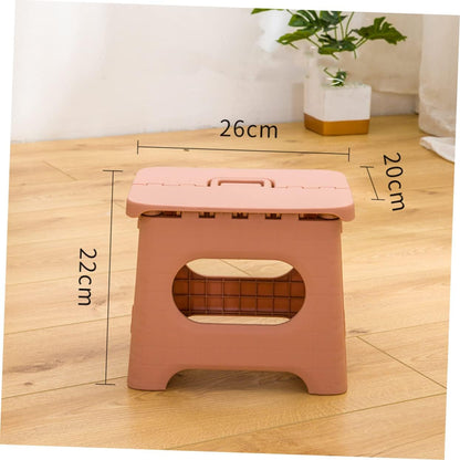 Foldable Step Stool Compact Plastic Carry Handle Home Kitchen Bathroom Support