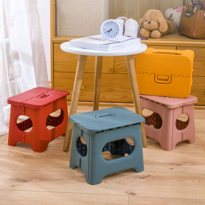 Foldable Step Stool Compact Plastic Carry Handle Home Kitchen Bathroom Support