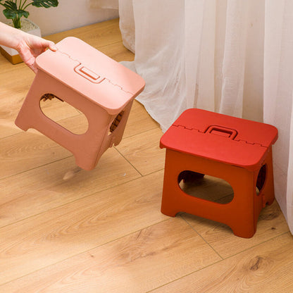 Foldable Step Stool Compact Plastic Carry Handle Home Kitchen Bathroom Support