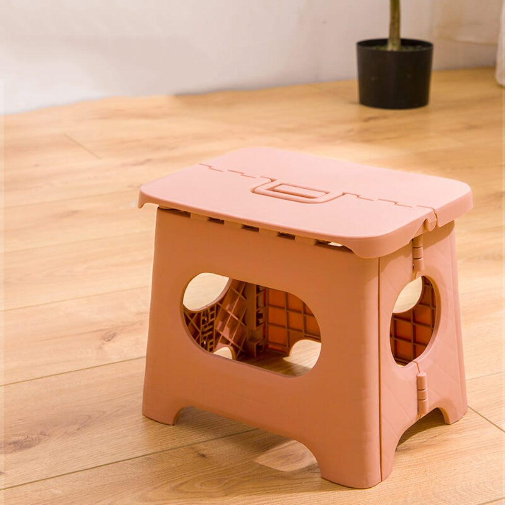 Foldable Step Stool Compact Plastic Carry Handle Home Kitchen Bathroom Support