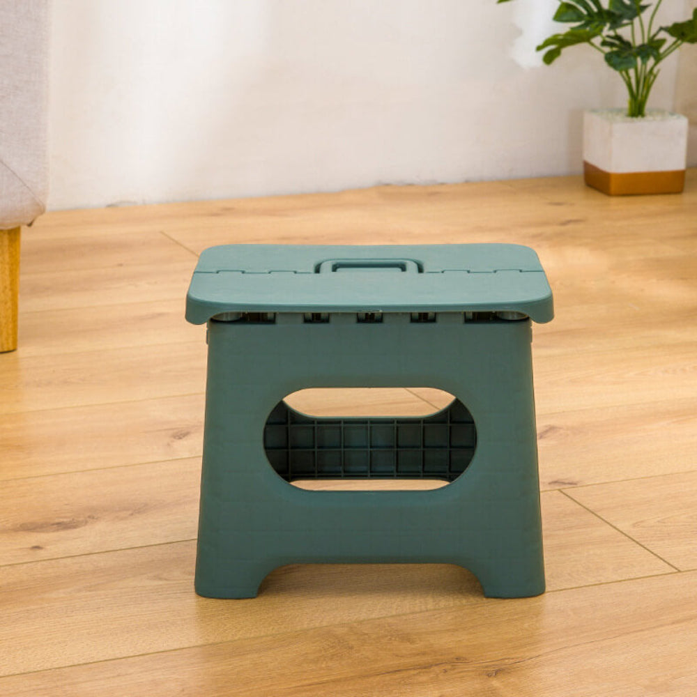 Foldable Step Stool Compact Plastic Carry Handle Home Kitchen Bathroom Support