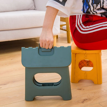 Foldable Step Stool Compact Plastic Carry Handle Home Kitchen Bathroom Support