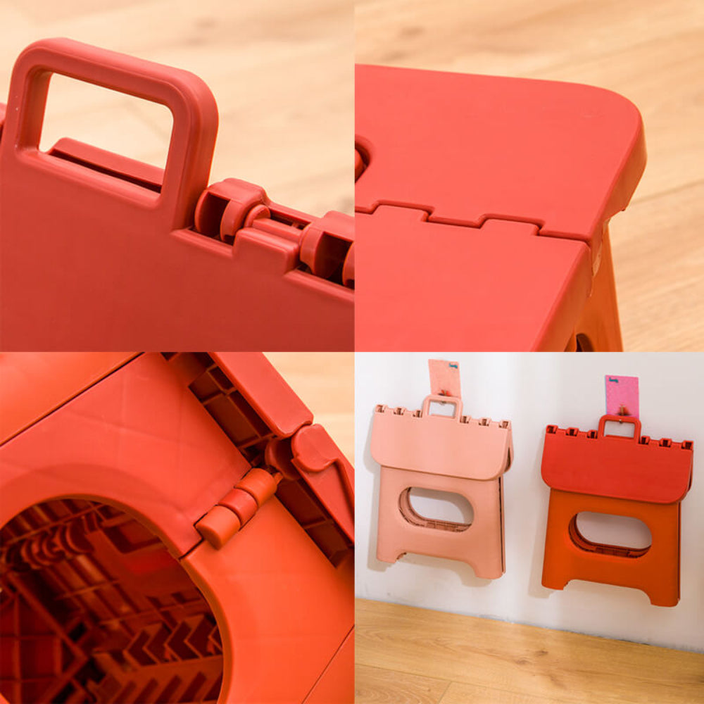 Foldable Step Stool Compact Plastic Carry Handle Home Kitchen Bathroom Support