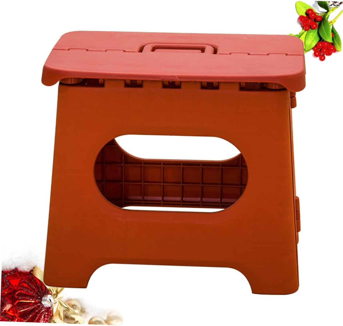 Foldable Step Stool Compact Plastic Carry Handle Home Kitchen Bathroom Support