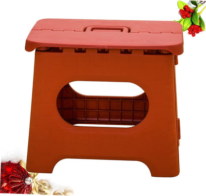 Foldable Step Stool Compact Plastic Carry Handle Home Kitchen Bathroom Support