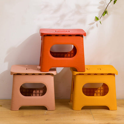 Foldable Step Stool Compact Plastic Carry Handle Home Kitchen Bathroom Support