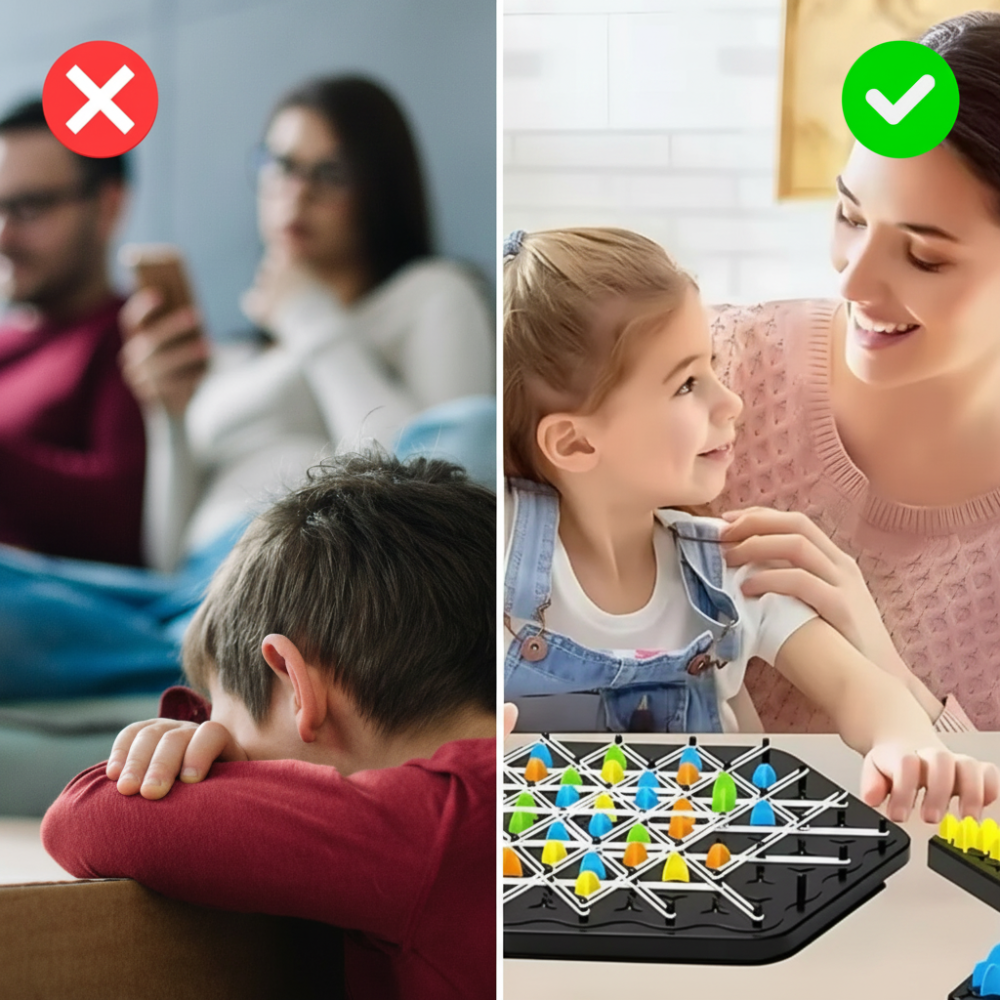 Sammenklappeligt trekantet strategibrætspil til familien