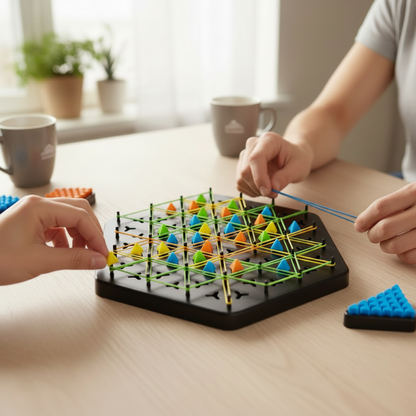 Sammenklappeligt trekantet strategibrætspil til familien