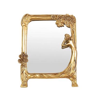 FrameGlow Embossed Table Mirror Round And Square Compact Vanity Design