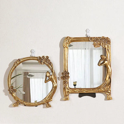 FrameGlow Embossed Table Mirror Round And Square Compact Vanity Design