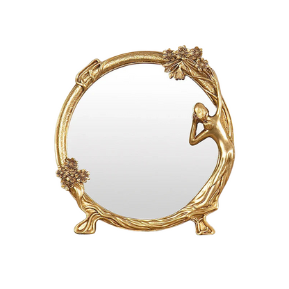 FrameGlow Embossed Table Mirror Round And Square Compact Vanity Design