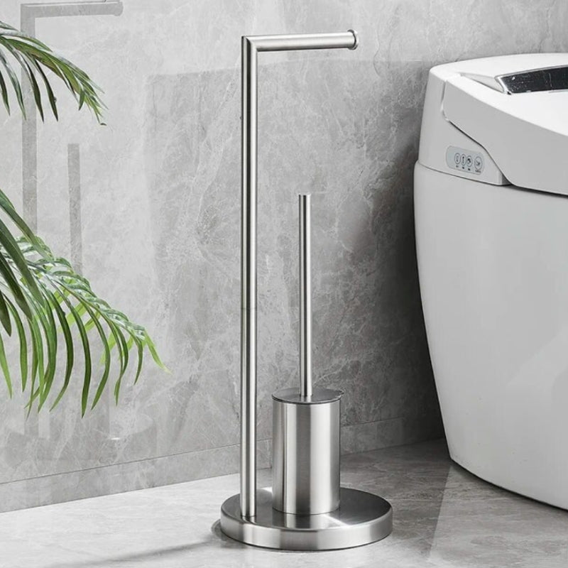 Freestanding Toilet Paper Holder with Toilet Brush Modern Bathroom Toilet Roll Holder Stand
