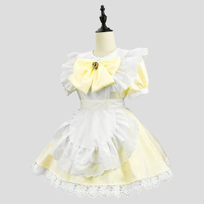 French Maid Costume Dress with Ruffled Apron for Cosplay