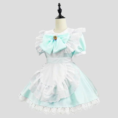 French Maid Costume Dress with Ruffled Apron for Cosplay