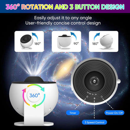 Galaxy Star Projector Light 360° Rotating LED Scene Disc Lamp