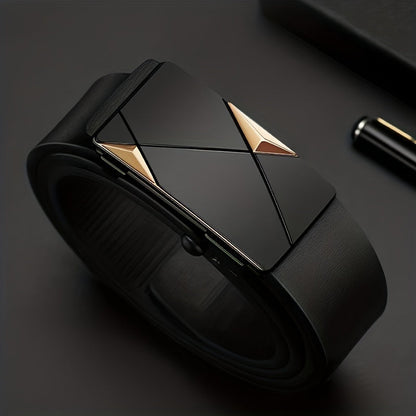 Genuine Leather Men's Belt Automatic Buckle Adjustable Dress Casual