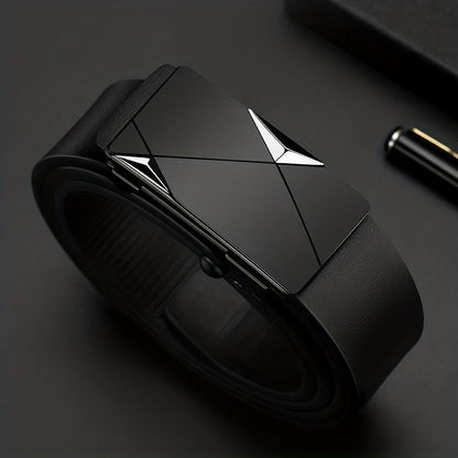 Genuine Leather Men's Belt Automatic Buckle Adjustable Dress Casual