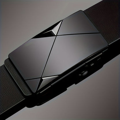 Genuine Leather Men's Belt Automatic Buckle Adjustable Dress Casual