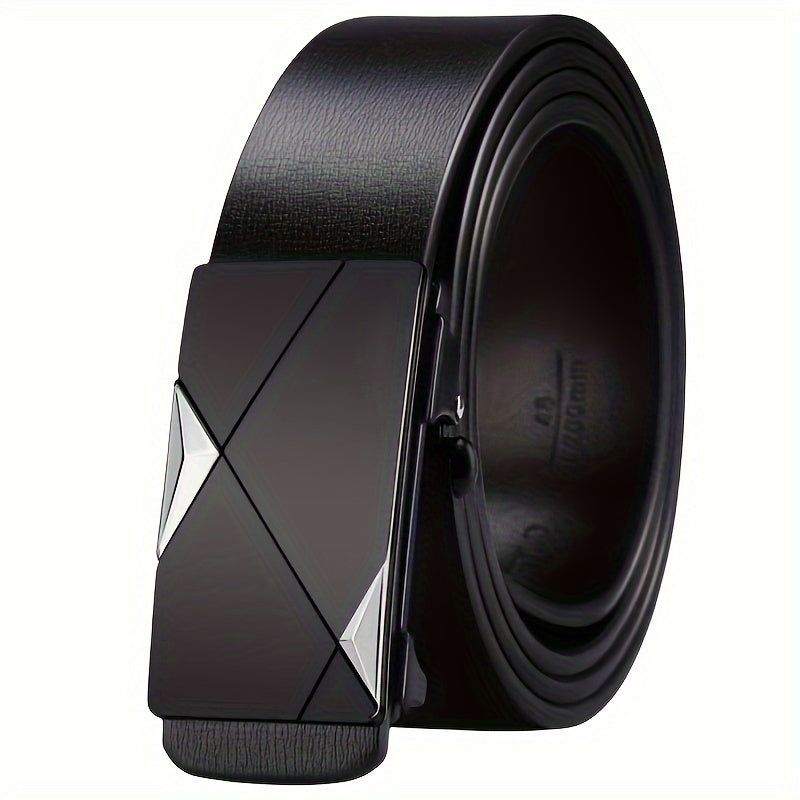 Genuine Leather Men's Belt Automatic Buckle Adjustable Dress Casual