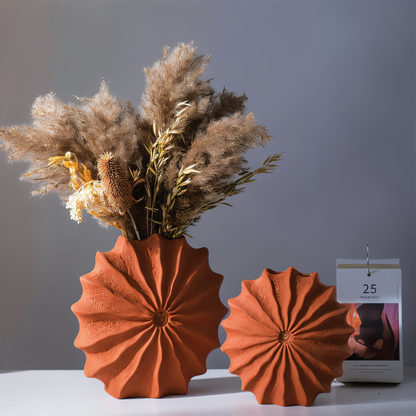 Geometric Pleated Vase Modern Decorative Flower Arrangement Home Accent