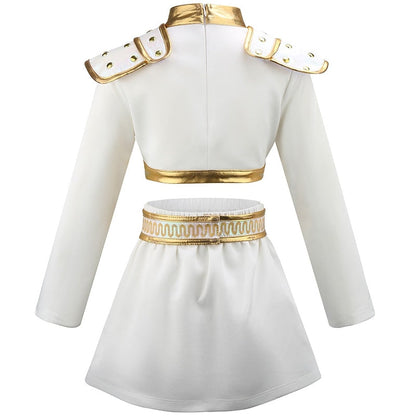 Girls Gold Dance Costume Set White Gold Stage Performance Outfit