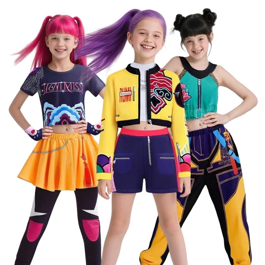 Halloween-hiphopdansekostume til piger med crop top, shorts og joggingbukser