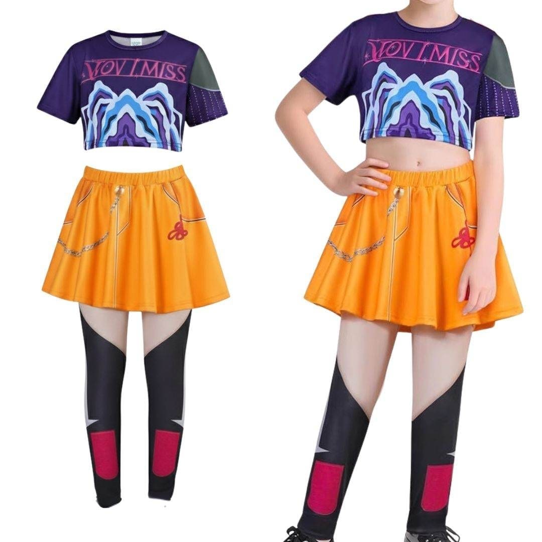 Halloween-hiphopdansekostume til piger med crop top, shorts og joggingbukser