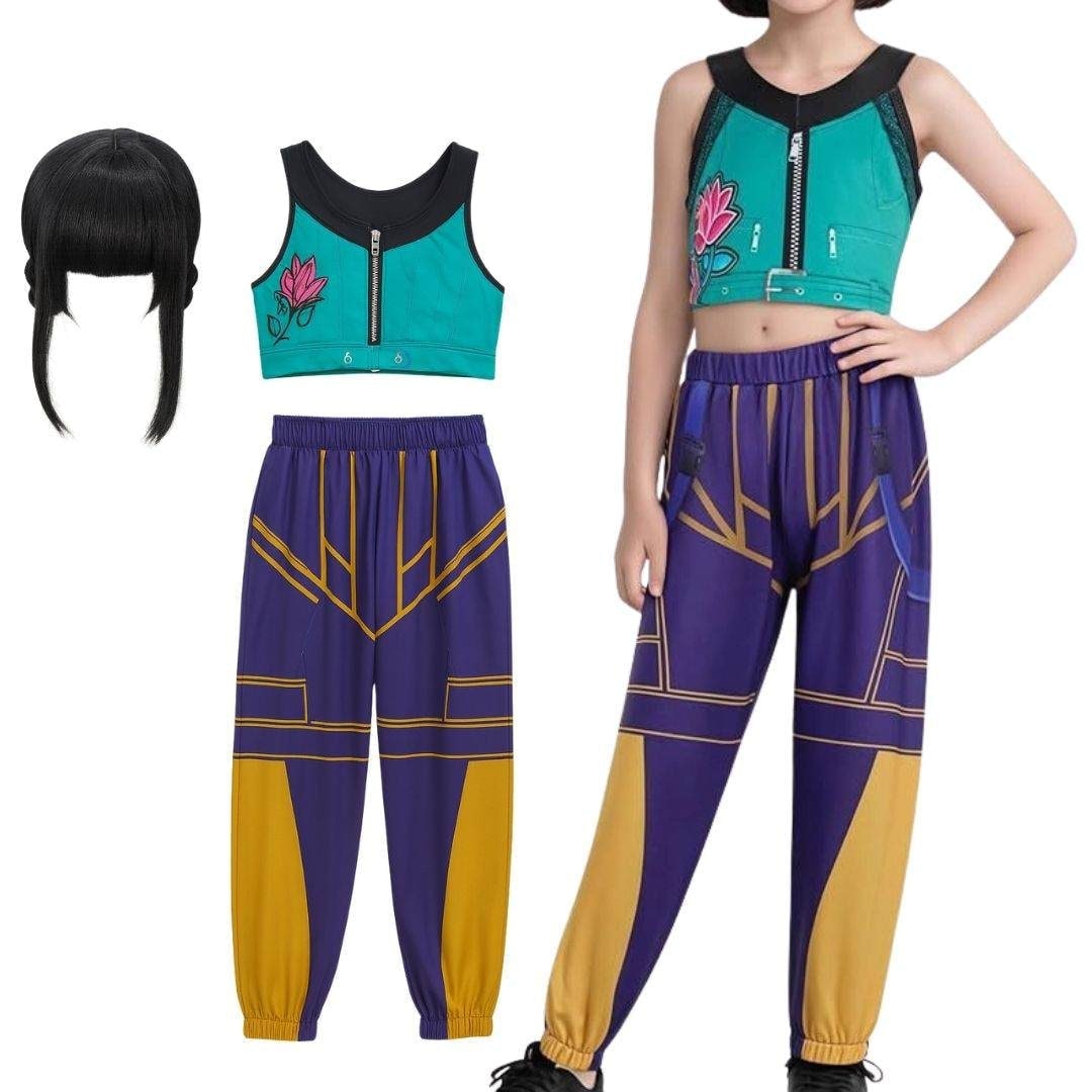 Halloween-hiphopdansekostume til piger med crop top, shorts og joggingbukser