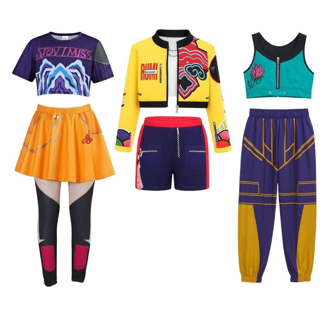 Halloween-hiphopdansekostume til piger med crop top, shorts og joggingbukser