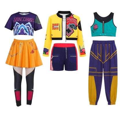 Halloween-hiphopdansekostume til piger med crop top, shorts og joggingbukser