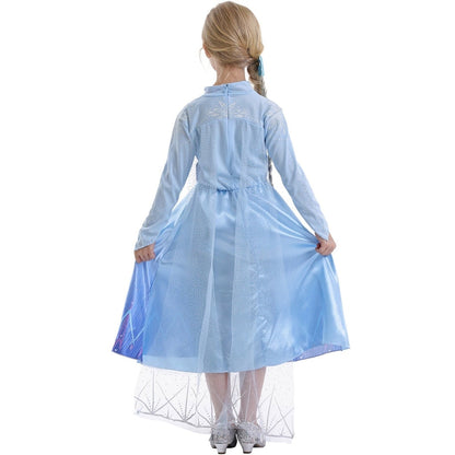 Girls Ice Princess Halloween Dress With Sparkling Cape Costume Set