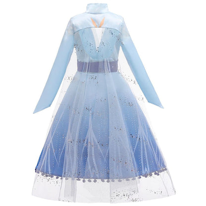 Girls Ice Princess Halloween Dress With Sparkling Cape Costume Set