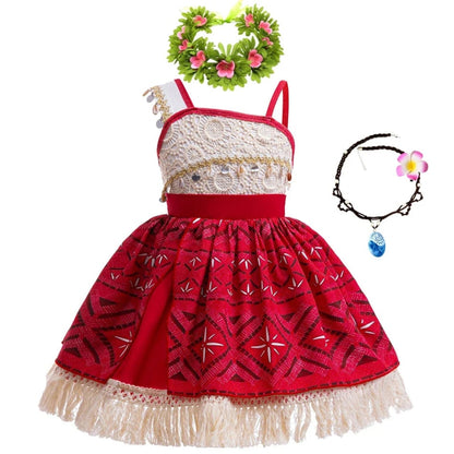 Girls Island Princess Dress Costume Halloween Carnival Role Play Outfit