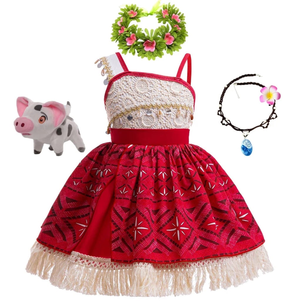 Girls Island Princess Dress Costume Halloween Carnival Role Play Outfit