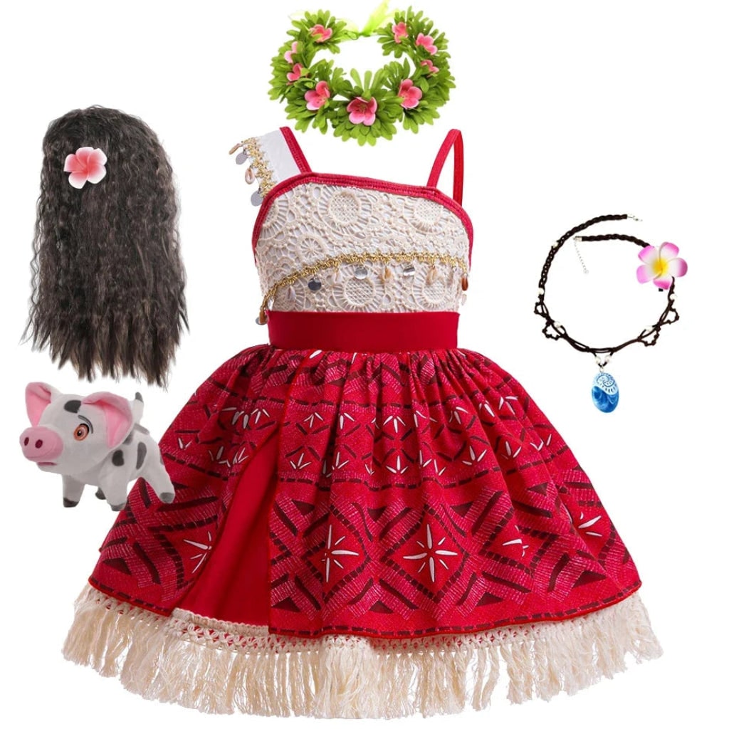 Girls Island Princess Dress Costume Halloween Carnival Role Play Outfit