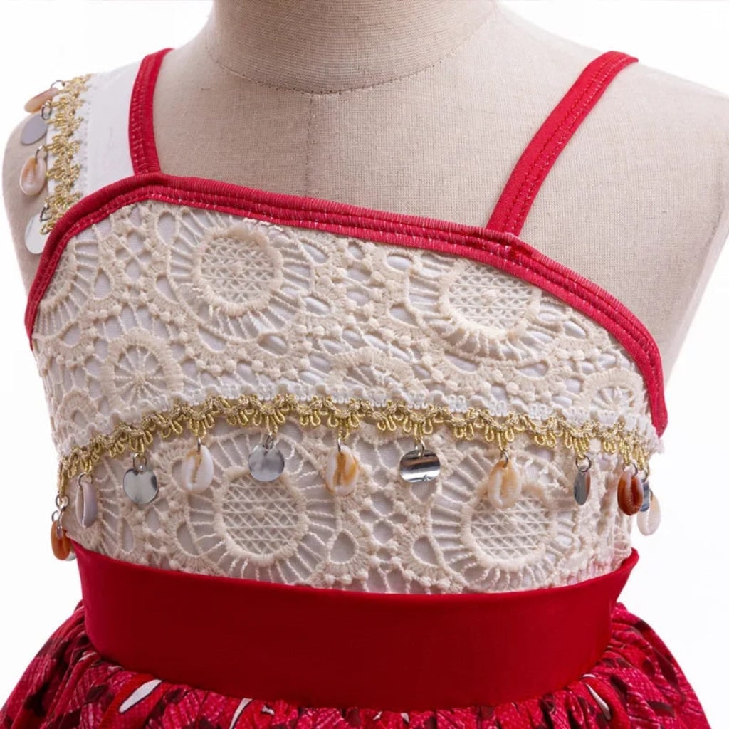 Girls Island Princess Dress Costume Halloween Carnival Role Play Outfit