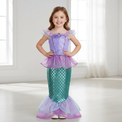 Girls Mermaid Dress Costume Glitter Style Dress Up Outfit