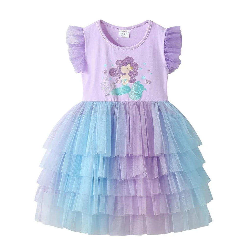 Girls Mermaid Tutu Dress Halloween Costume Party Dress Up Outfit