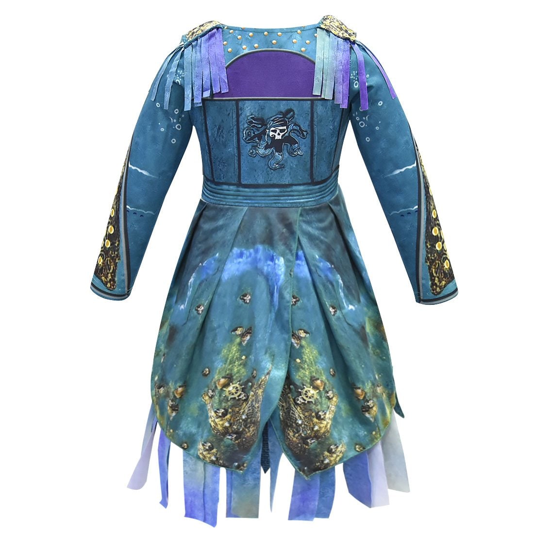 Girls Pirate Halloween Costume Dress With Optional Hat Wig Gloves
