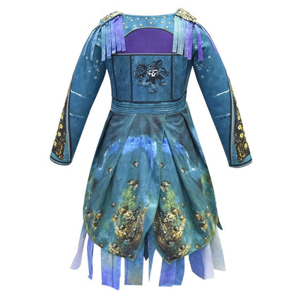 Girls Pirate Halloween Costume Dress With Optional Hat Wig Gloves